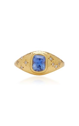 Octavia Elizabeth + Imogen 18k Yellow Gold Sapphire, Diamond Ring