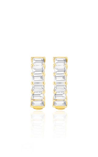 Ef Collection + 14k Gold Diamond Baguette Huggie Earrings