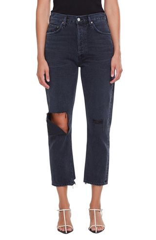 Agolde + Riley Ripped Crop Straight Leg Jeans