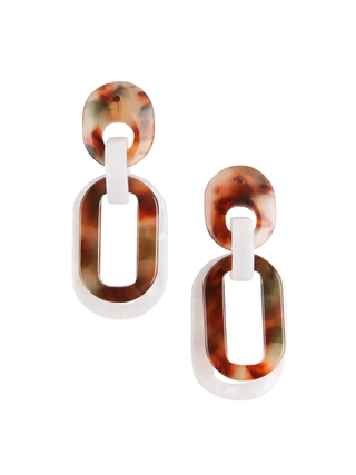Lele Sadoughi + Acetate Mini Slim Banded Oval Hoop Earrings