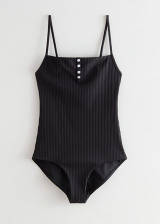& Other Stories + Pearl Button Ribbed Swimsuit