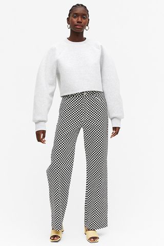 Monki + Checkerboard Cotton Trousers