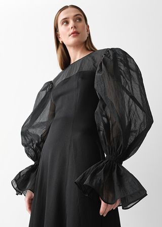 & Other Stories Rejina Pyo + Organza Sleeve Silk Midi Dress