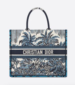 Dior + Blue Dior Palms Embroidery Book Tote