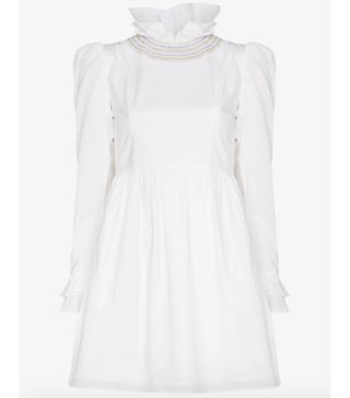 Batsheva + Smocked Cotton Mini Dress