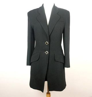 Vintage + Karl Lagerfeld Oversized Black Wool Blazer Jacket