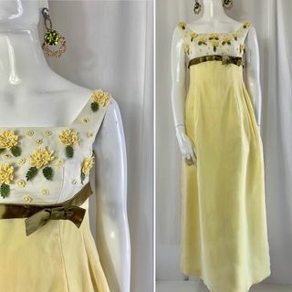 Vintage + Very Pretty 1960's Primrose Yellow Empire Line Gown With | Etsy