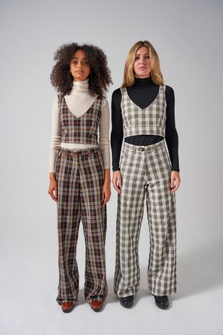 Seventy + Mochi + Cissy Trousers in White and Black Handwoven Check