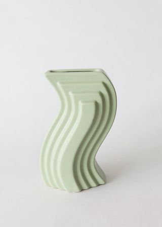 Afloral + Nordic Pistachio Mid-Century Wave Vase 8-Inches Tall
