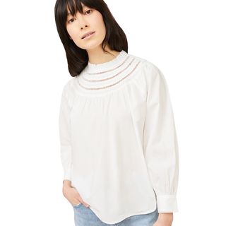 Free Assembly + Ruffle Mock Neck Top With Long Sleeves