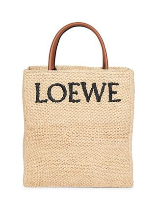 Loewe + A4 Raffia & Leather Tote Bag