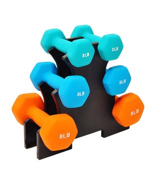 Sporzon + Colored Neoprene Coated Dumbbell Set with Stand