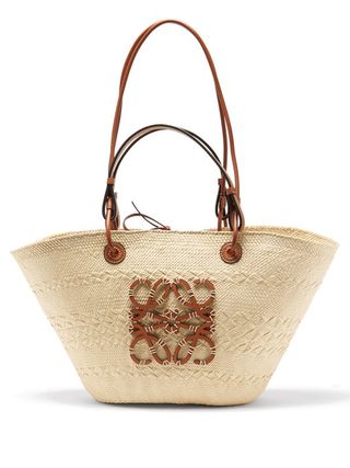 Loewe Paula's Ibiza + Anagram Iraca Palm and Leather Basket Bag