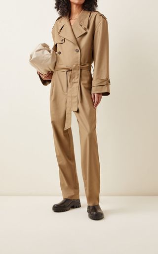 The Frankie Shop + Gabardine Double-Breasted Trench Jumpsuit
