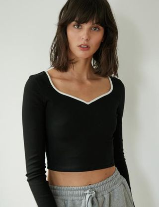 Pixie Market + Black and White Crop Top