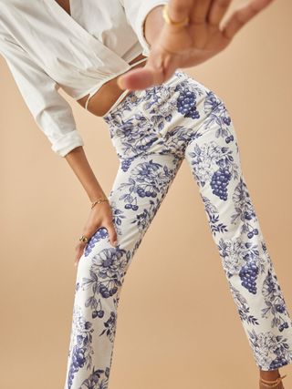 Reformation + Cynthia Toile High Rise Straight Jeans