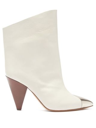 Isabel Marant + Lapee Metallic-Toecap Leather Ankle Boots