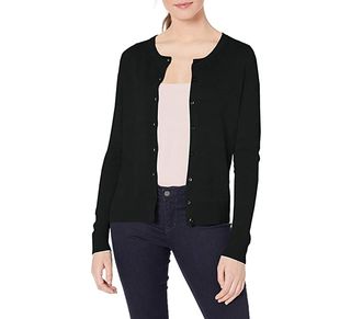 Amazon Essentials + Lightweight Crewneck Cardigan in Black