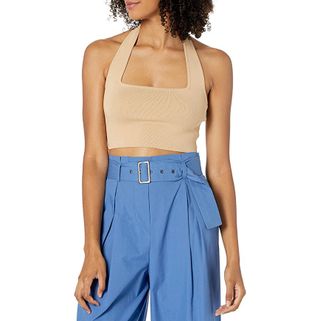 The Drop + Greta Fitted Square Neck Sweater Bralette in Ginger