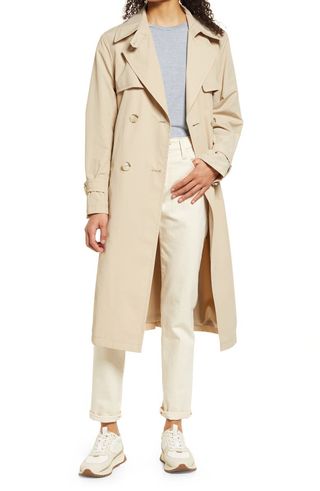 Sam Edelman + Double Breasted Nylon Trench Coat