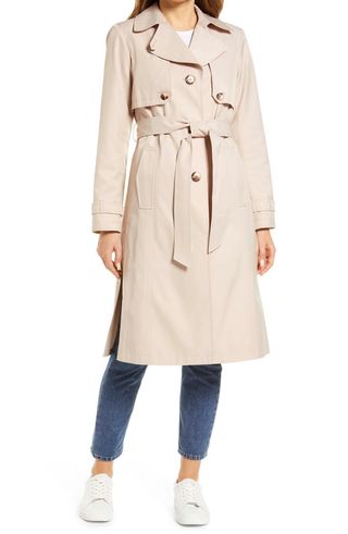 Sam Edelman + Water Repellent Elongated Cotton Blend Trench Coat