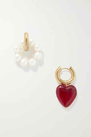 Timeless Pearly + Gold-Plated, Pearl and Glass Earrings