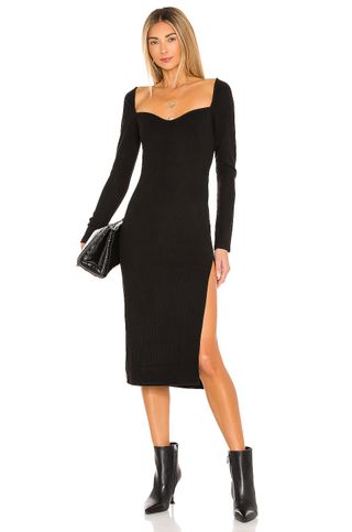 Lovers + Friends + Femme Midi Dress in Black