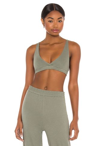 Only Hearts + Organic Cotton High Point Bralette in Olive