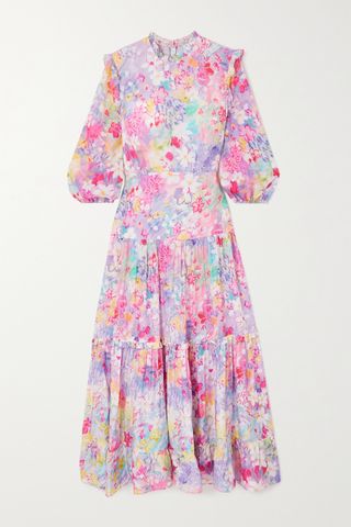 Rixo + Monet Ruffled Tiered Floral-Print Cotton and Silk-Blend Midi Dress