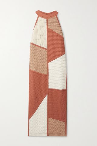 Nanushka + Wendi Patchwork Stretch-Knit and Crocheted Cotton-Blend Tunic