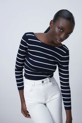 Zara + Striped Knit Top