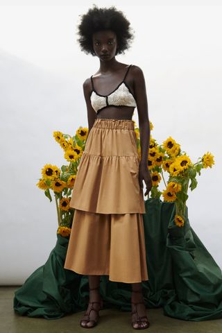 Zara + Ruffled Poplin Skirt