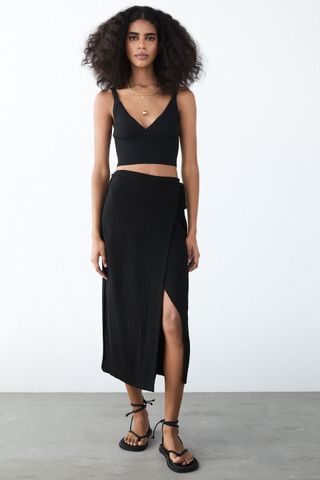 Zara + Textured Weave Wrap Skirt