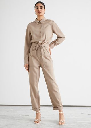 & Other Stories + Belted Buttoned Patch Pocket Jumpsuit