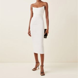 Alex Perry + Exclusive Ryland Draped Stretch Crepe Strapless Midi Dress