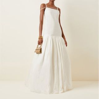 Jacquemus + Amour Tie-Detailed Tiered Linen Gown