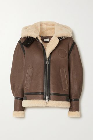 Chloé + Hooded Leather-Trimmed Shearling Jacket