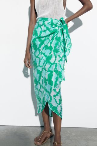 Zara + Tie-Dye Printed Midi Skirt