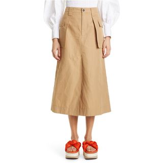 Ganni + Organic Cotton & Linen Cargo Skirt