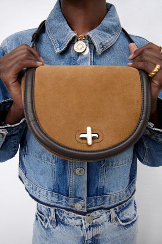 Zara + Split Leather Crossbody Bag
