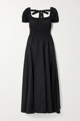 La Ligne + Amour Open-Back Shirred Cotton-Poplin Maxi Dress