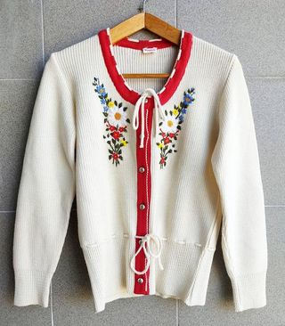 Vintage + Hand Knitted Austrian Tracht Jacket Tyrolean Cardigan