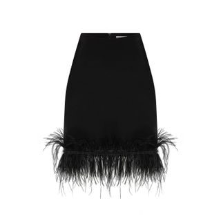 Kith&Kin + Black Faux Feather Hem Detail Mini Skirt