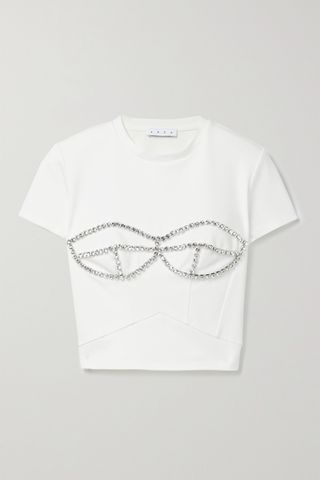 Area + Crystal-Embellished Stretch-Jersey Top