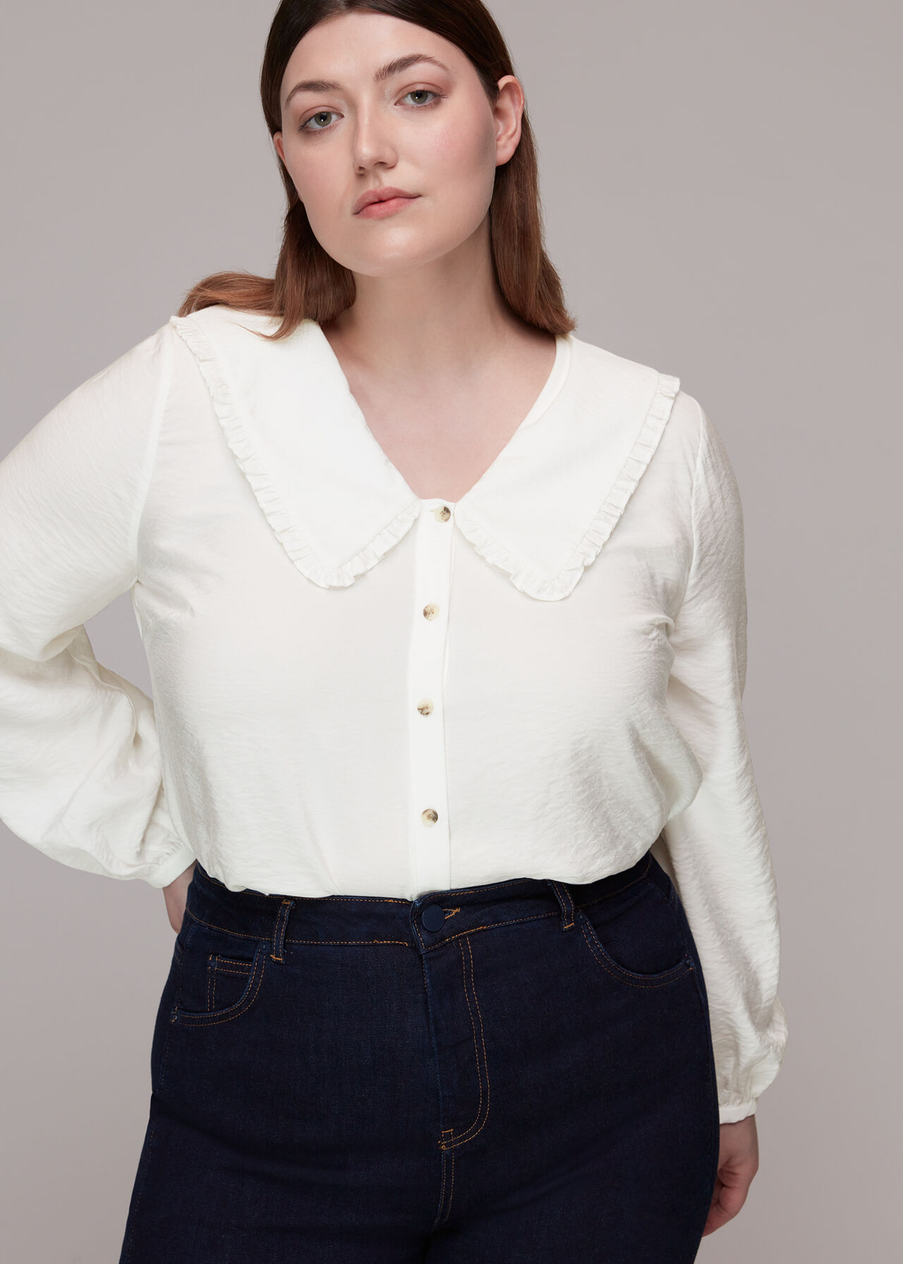 Whistles + Oversized Collar Detail Top