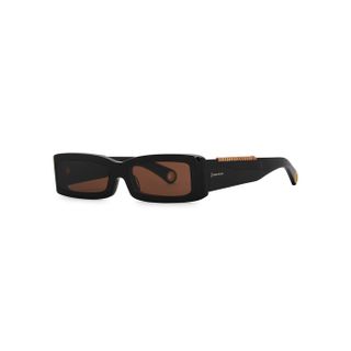 Jacquemus + Les Lunettes 97 Black Rectangle-Frame Sunglasses