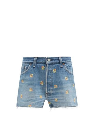 Re/Done + The Short Floral-Embroidered Shorts