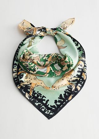 & Other Stories + Tropical Print Satin Scarf