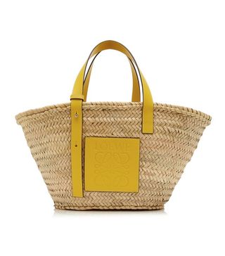 Loewe + Small Raffia and Leather Basket Bag