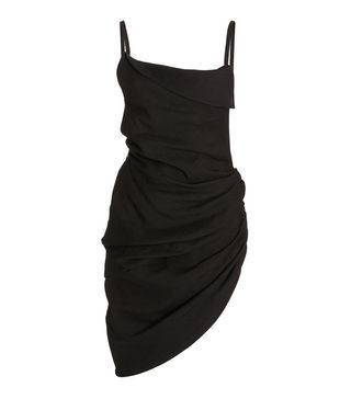 Jacquemus + Saudade Asymmetric Draped Hemp-Blend Mini Dress
